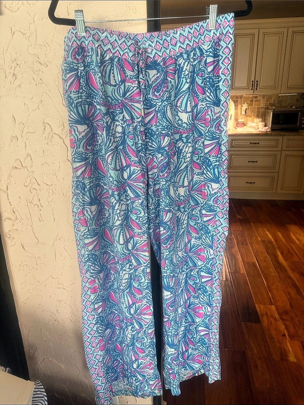 Lilly Pulitzer Paisley Wide Leg Pants Blue & Pink XL